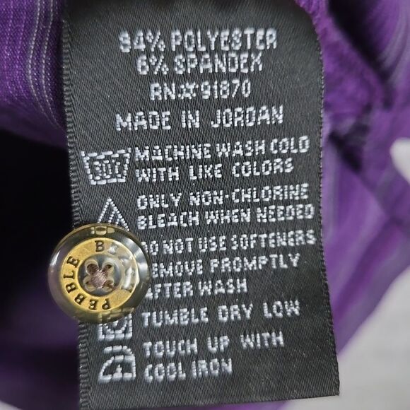 Pebble Beach Men's XXL Performance Golf Polo Shirt Active Wicking Purple/Black - Picture 3 of 7